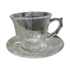 فنجان الشاي الزجاجي الشفاف، مع إبريق شاي من الخزف، مصنوع من الخزف المنقوش Item Picture